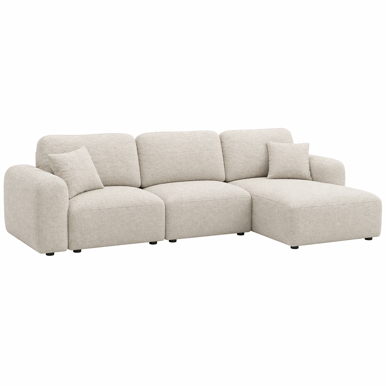 Sofá Seccional Minimalista en Forma L con Chaise y Cojines Compactos-cartrenoza