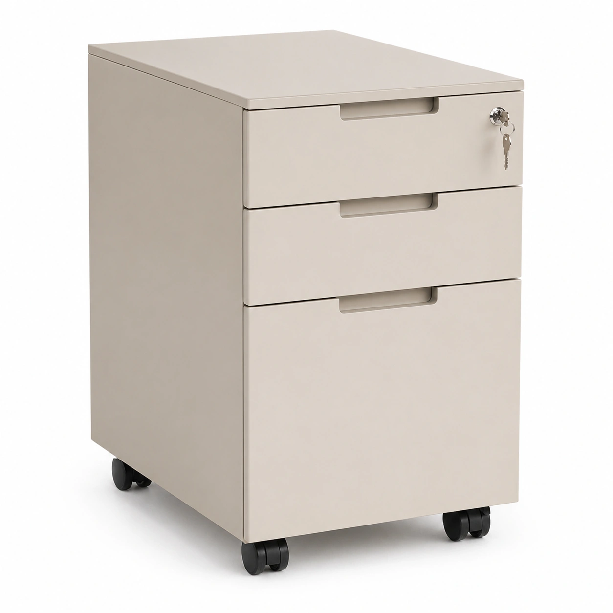 Cajonera de Oficina con Ruedas y Cerradura Beige-cartrenoza