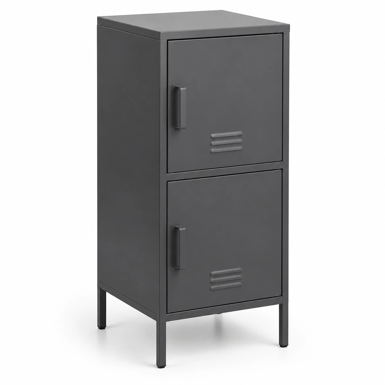 Armario de oficina metálico compacto con doble puerta estilo industrial gris oscuro-cartrenoza