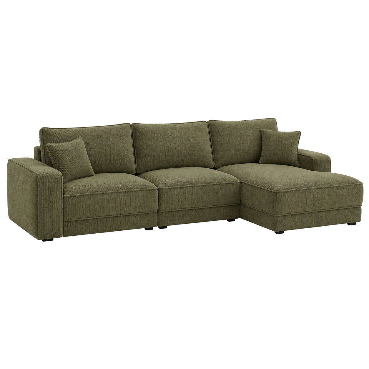 Sofá Seccional Contemporáneo en Forma L con Chaise y Cojines Amplios-ordernivo