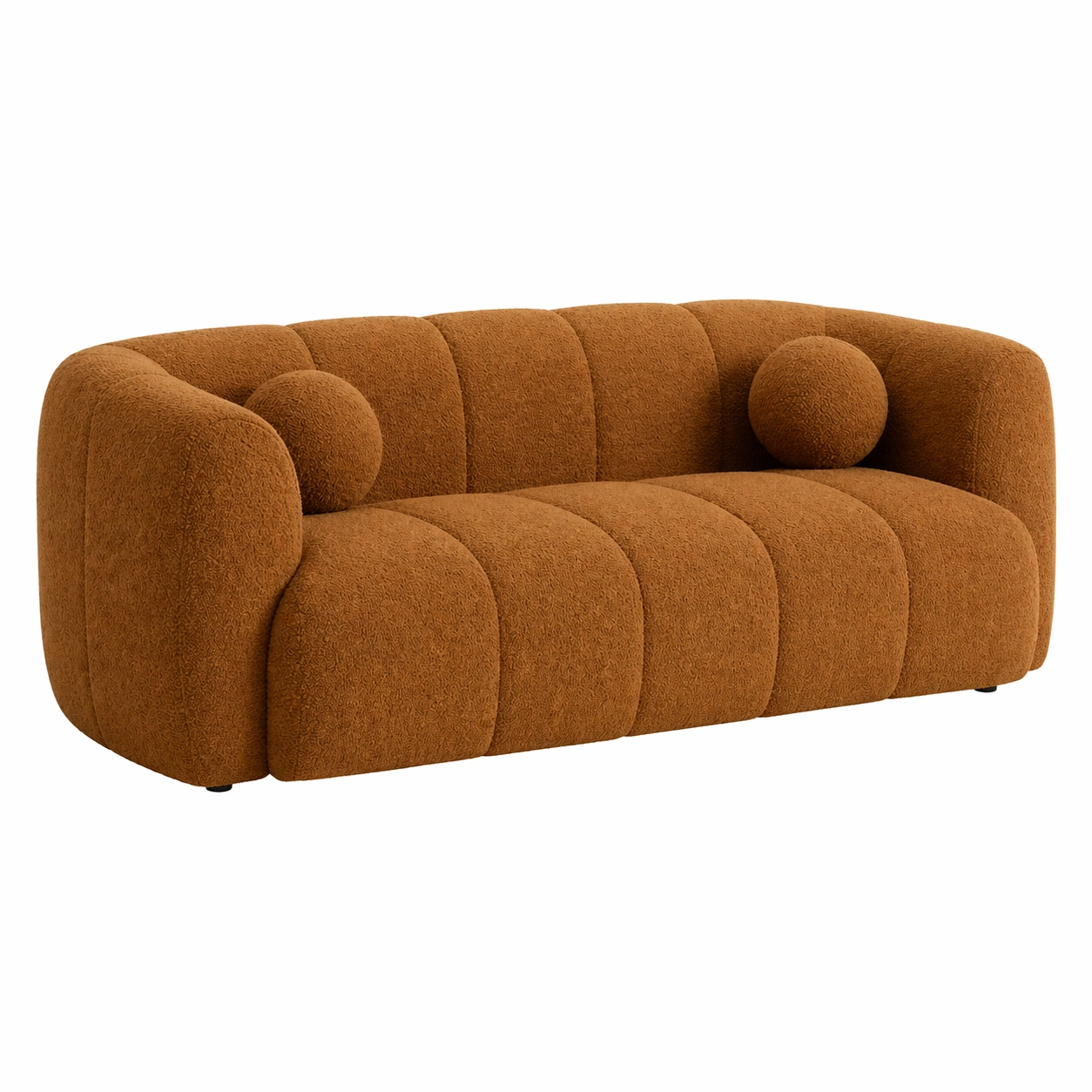 Sofá Curvo de 3 Plazas en Tela Texturizada con Dise?o Moderno y Volúmenes Acolchados-ordernivo