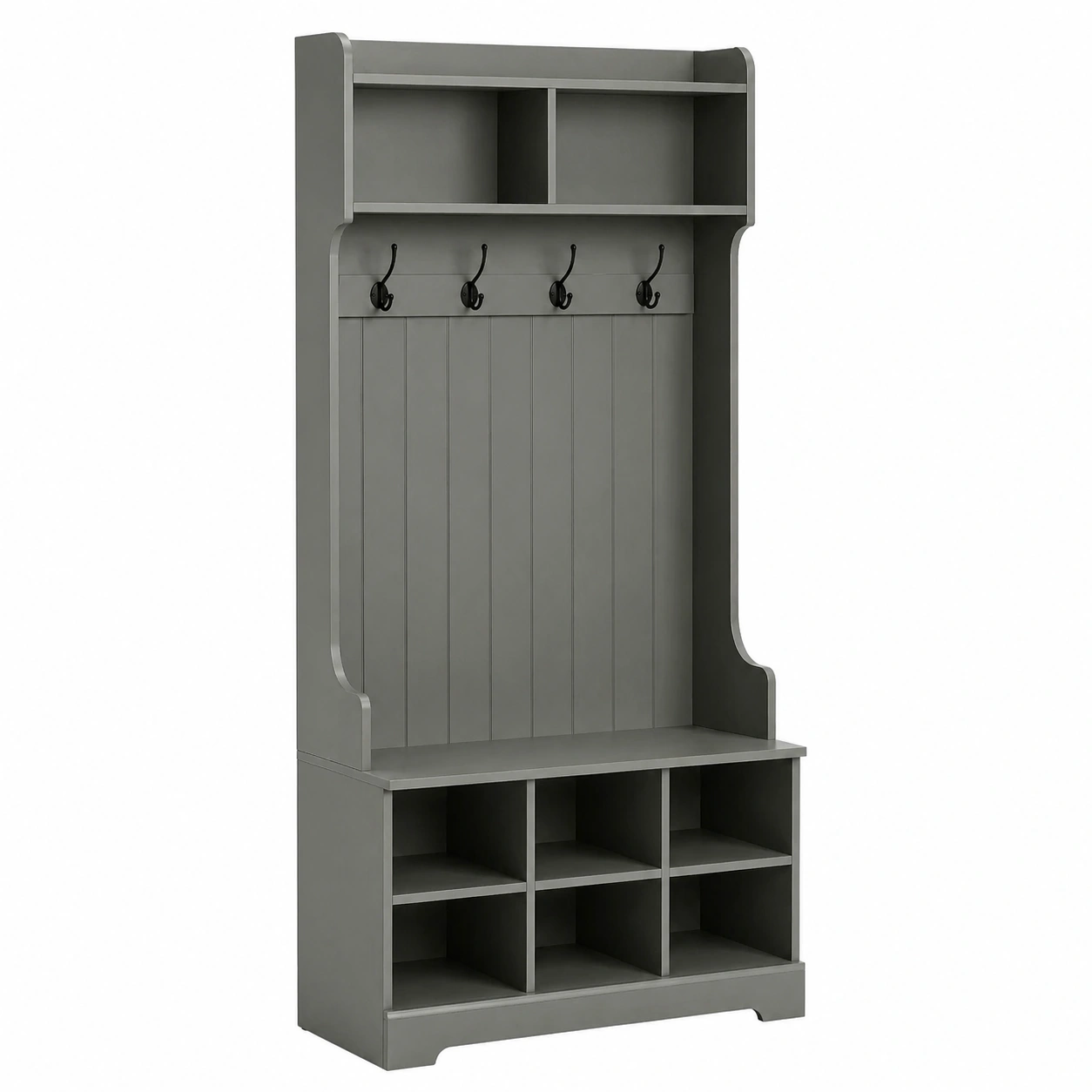 Zapatero con perchero multifuncional gris moderno-ordernivo