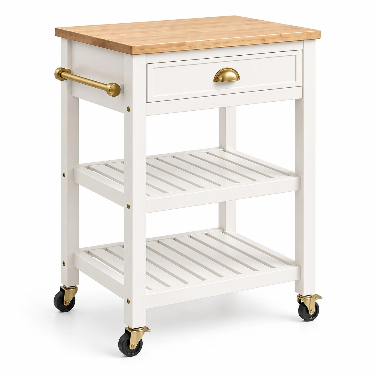 Carrito de cocina multifuncional con encimera de madera y ruedas-ordernivo