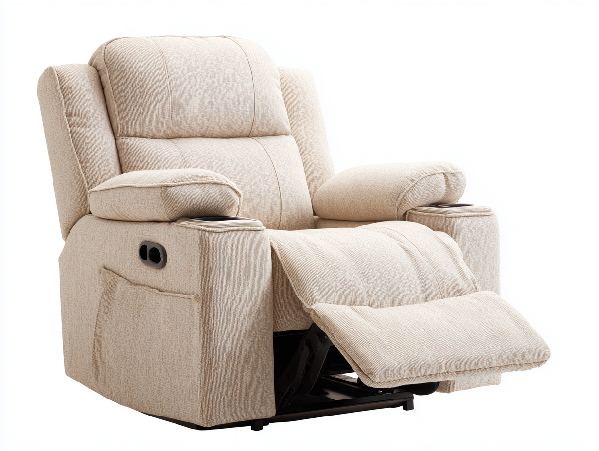 Poltrona reclinabile-Tessuto-92 x 96 x 108 cm-Beige-Stile moderno-Dacorloft