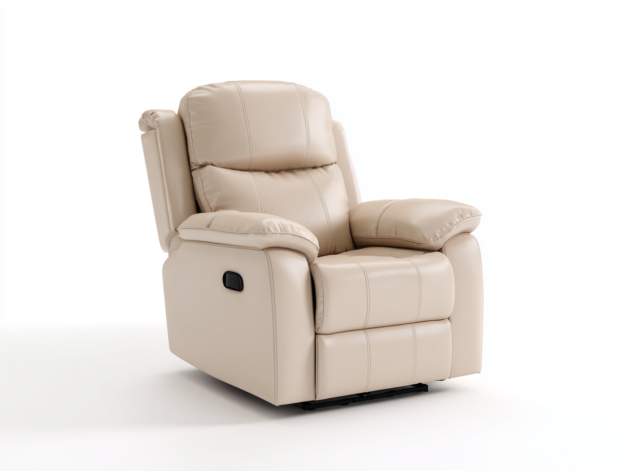 Poltrona reclinabile-Pelle sintetica-87 x 93 x 104 cm-Beige crema-Stile contemporaneo-Dacorloft