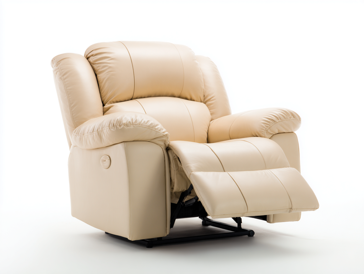 Poltrona reclinabile-Pelle sintetica-90 x 95 x 105 cm-Beige chiaro-Stile moderno-Dacorloft