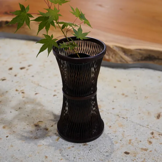 Suruga Take-Sensuji Zaiku Vase "Tsuzumi (Lacquered)"