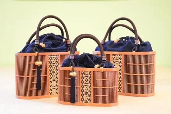 "Suruga Takesensuji Zaiku Bamboo Bag - Aoi (Small)"