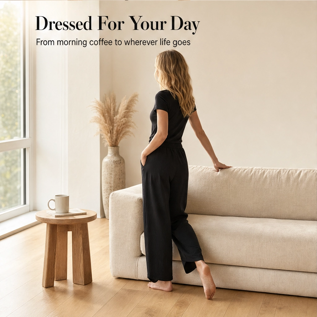 Asymmetric Cross-Hem Wide-Leg Pull-On Trousers + 50% OFF