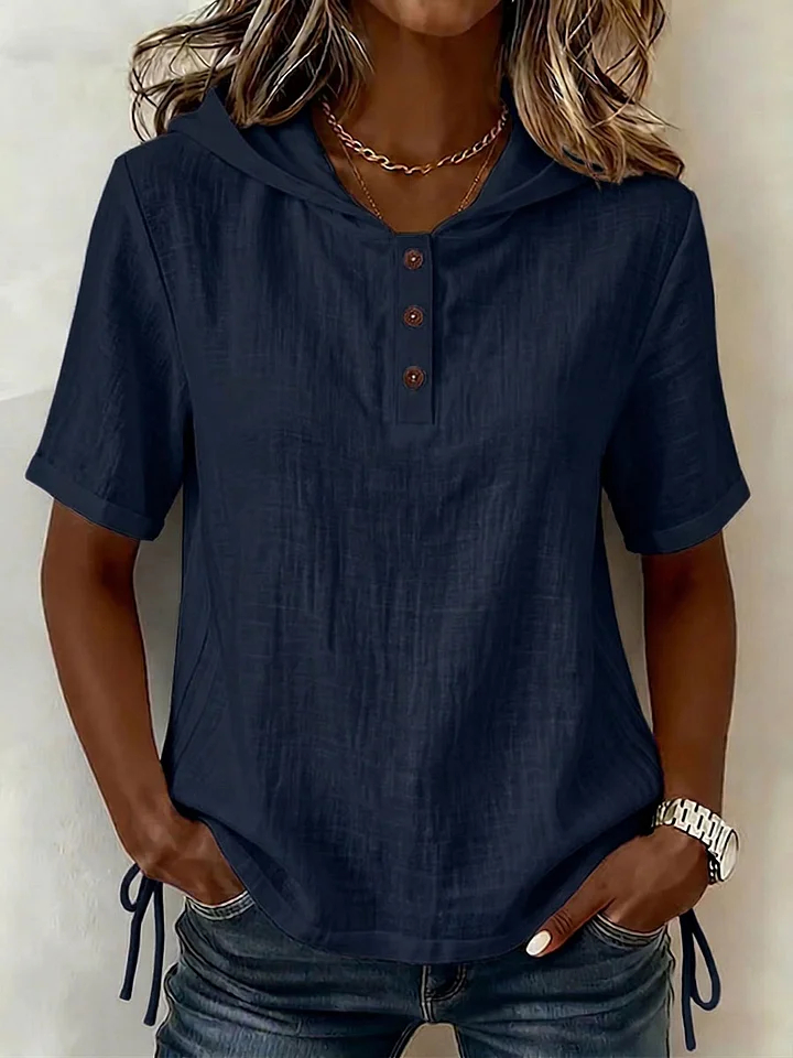 New Arrivals🔥Women's Solid-color Casual Loose Sleeveless Hooded Cotton-linen Top
