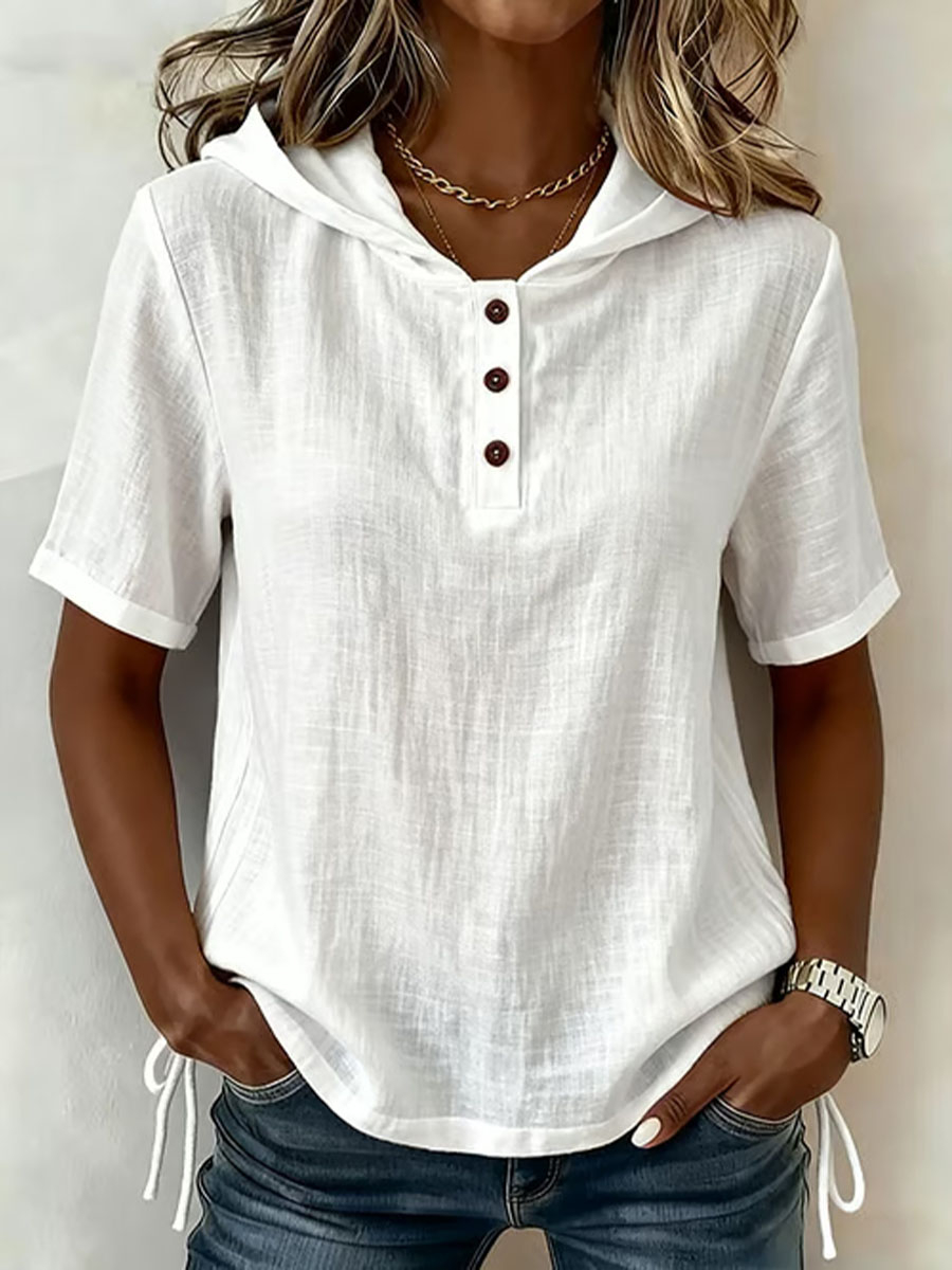 New Arrivals🔥Women's Solid-color Casual Loose Sleeveless Hooded Cotton-linen Top