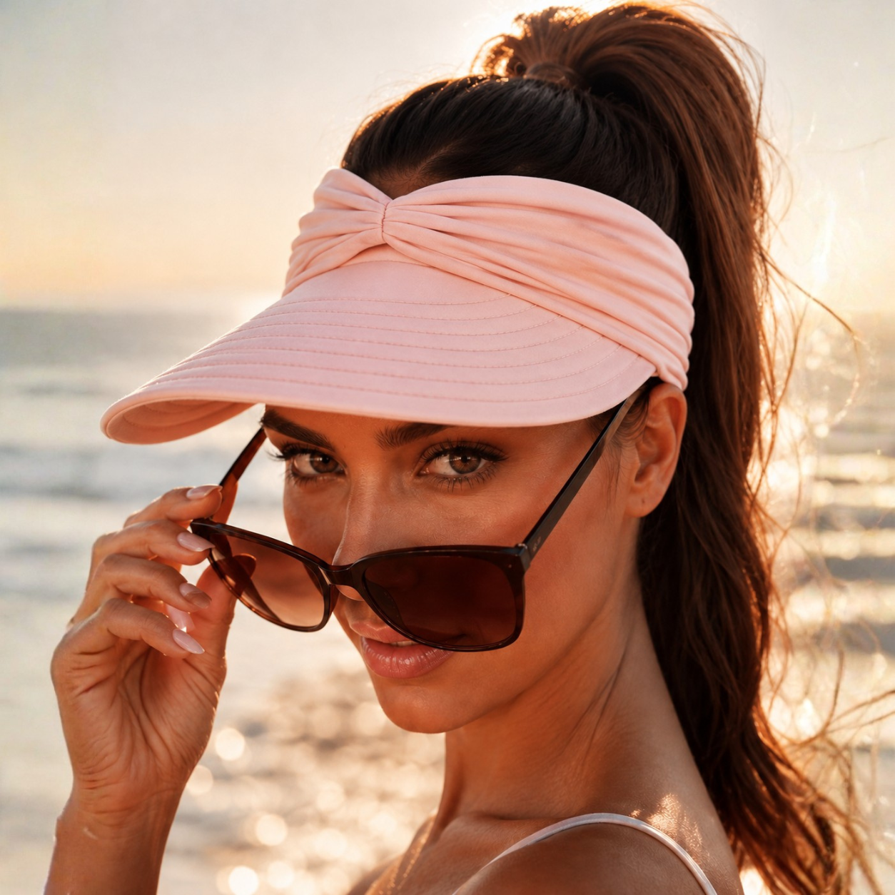UPF 50+ Sun Visor for Women, Packable Wide Brim