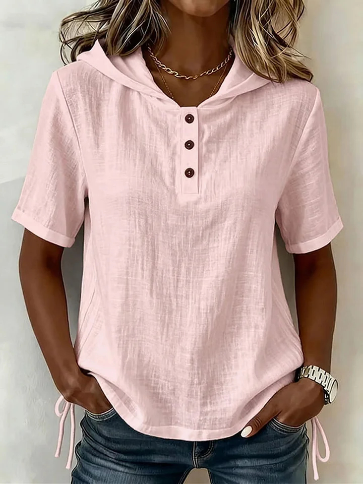 New Arrivals🔥Women's Solid-color Casual Loose Sleeveless Hooded Cotton-linen Top