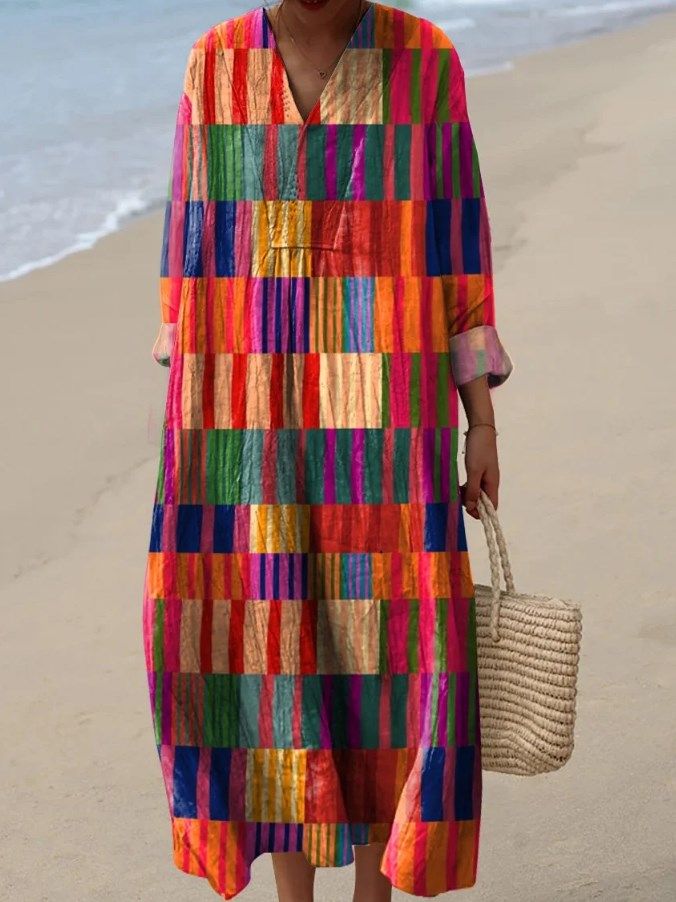 Women's Simple Color Block Art Print Dress