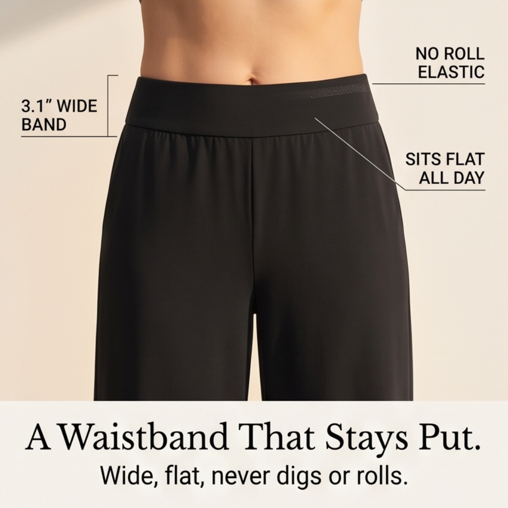  Wide-Leg Tulip-Hem Capri Pants with Pockets