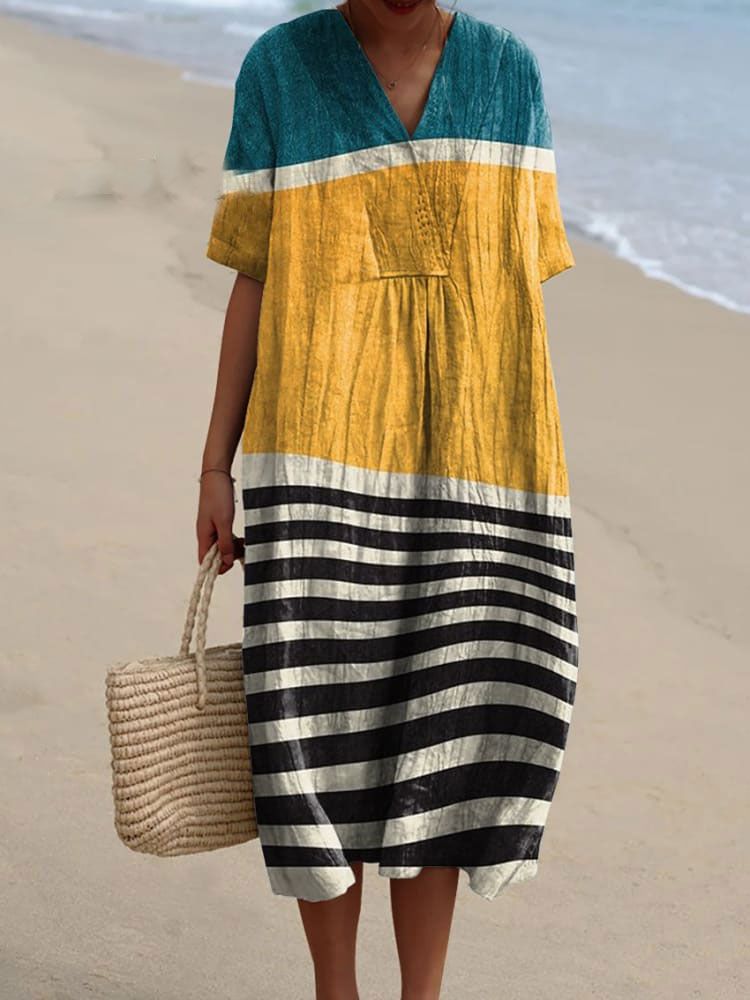 Women's Simple Color Block Art Print Dress
