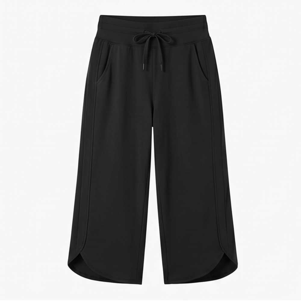  Wide-Leg Tulip-Hem Capri Pants with Pockets