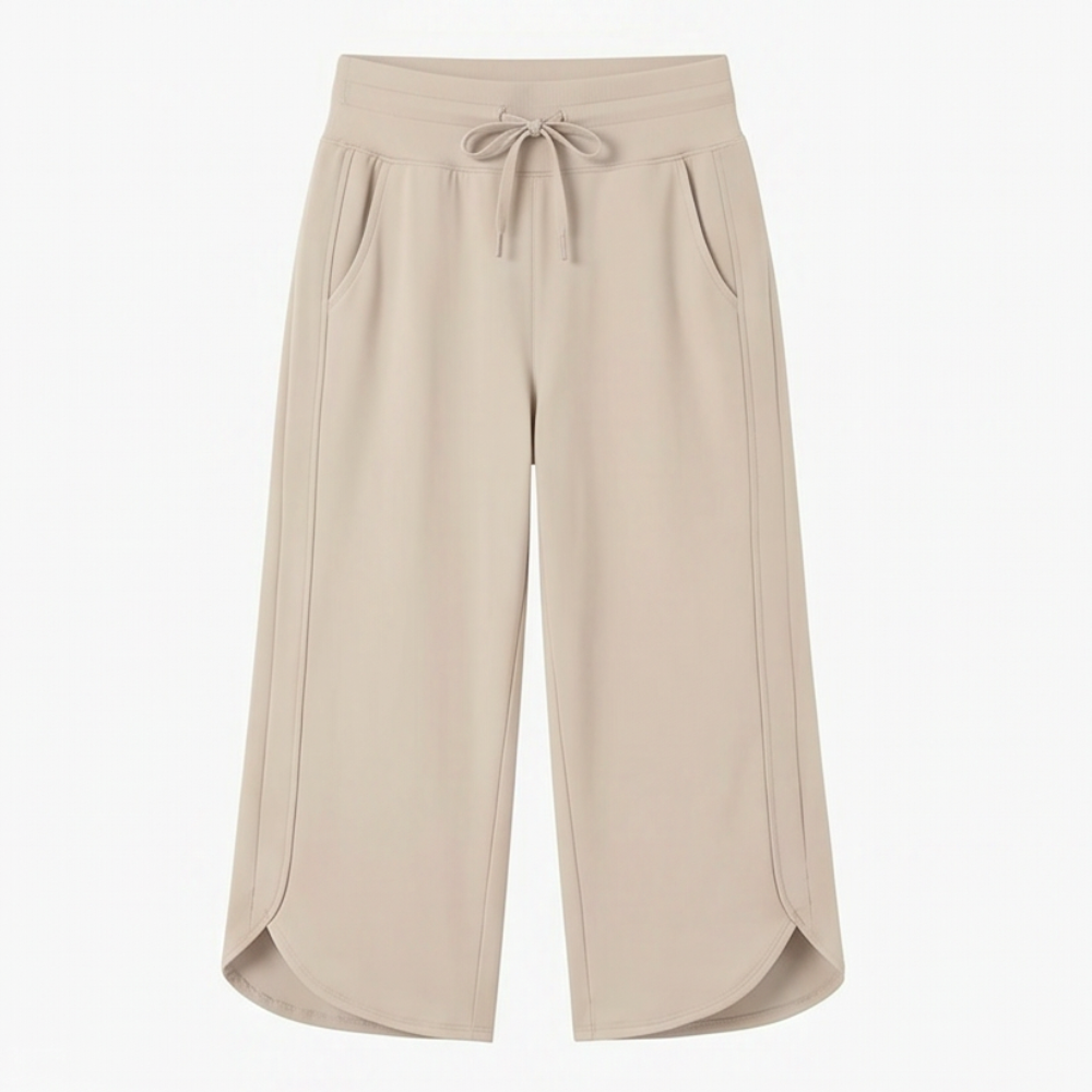  Wide-Leg Tulip-Hem Capri Pants with Pockets