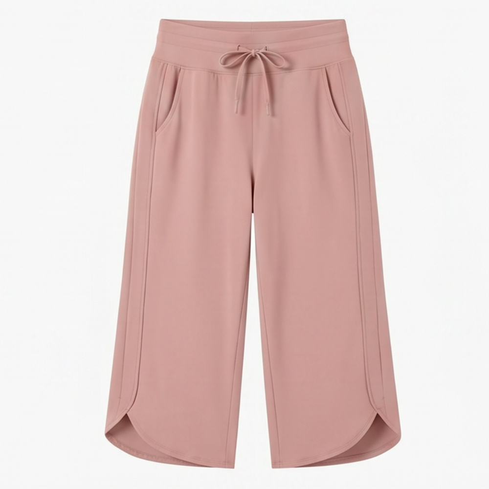  Wide-Leg Tulip-Hem Capri Pants with Pockets