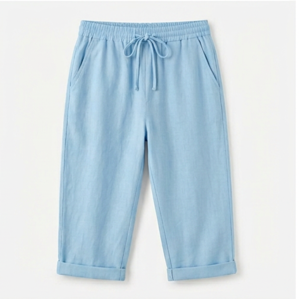 Cotton-Linen Drawstring Capri