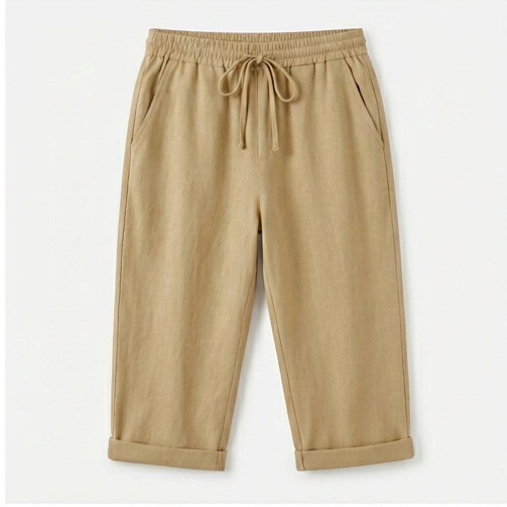 Cotton-Linen Drawstring Capri