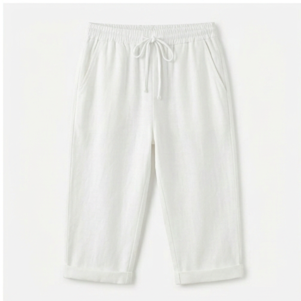 Cotton-Linen Drawstring Capri