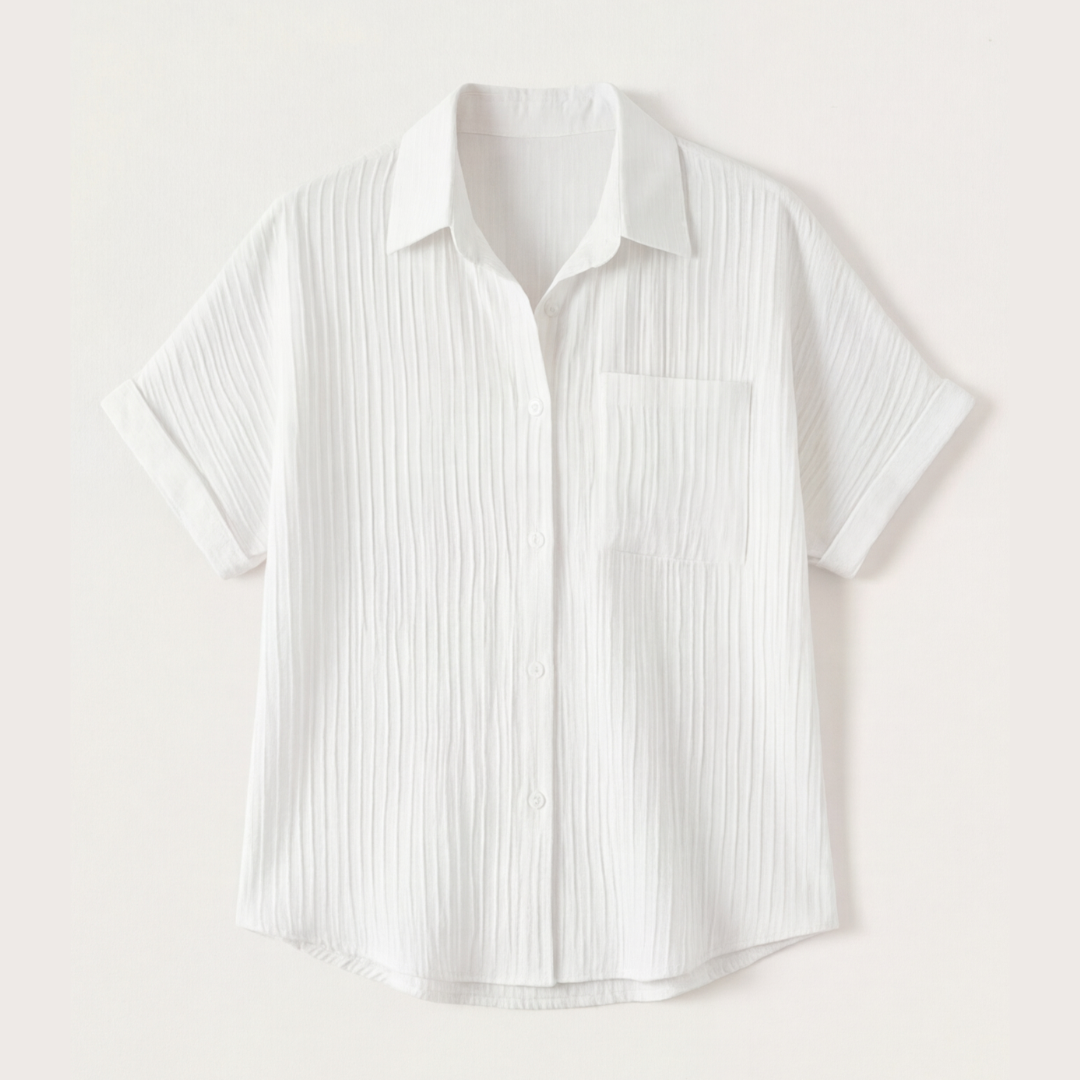 Textured Crinkle Button Down Blouse