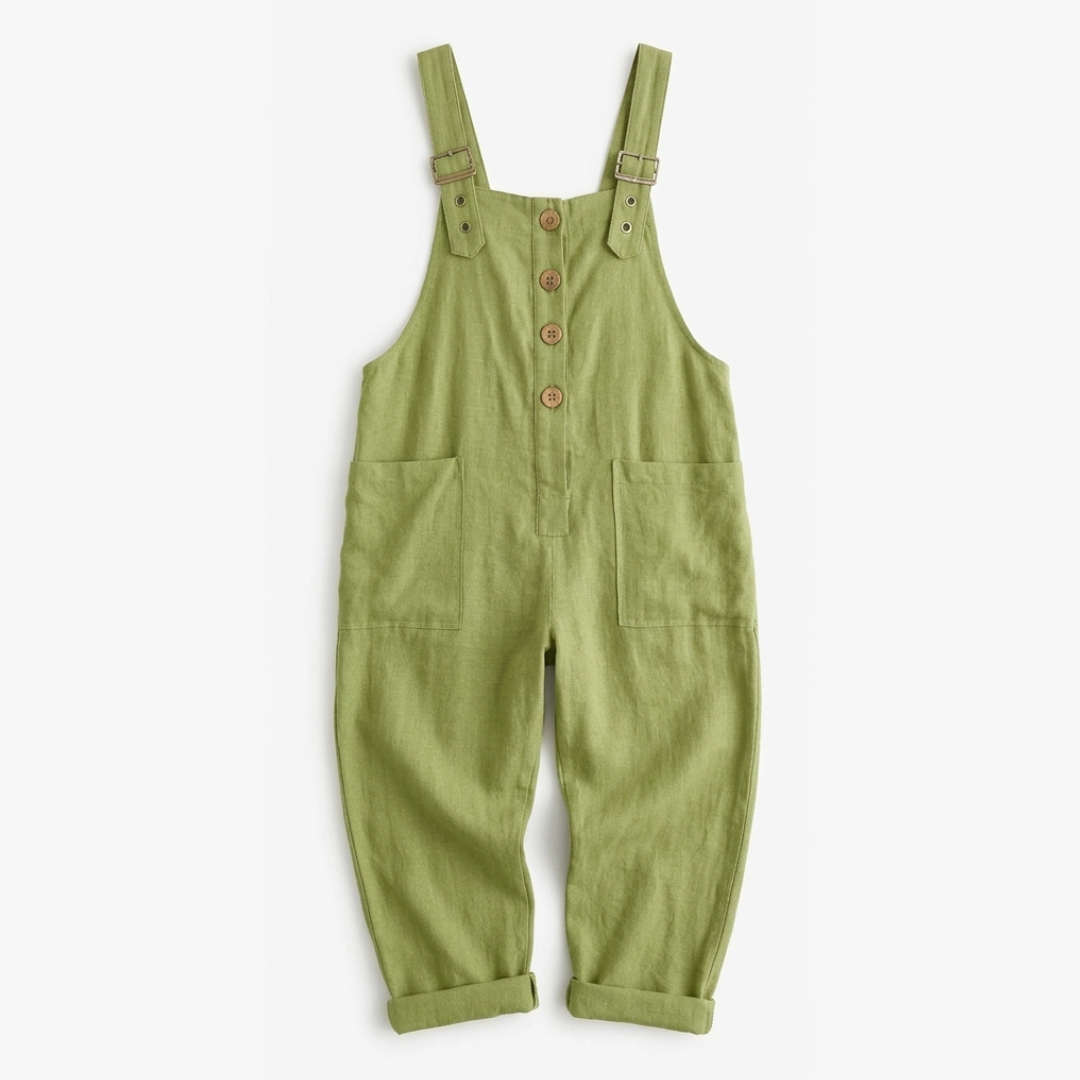 Loose Button-Front Overalls