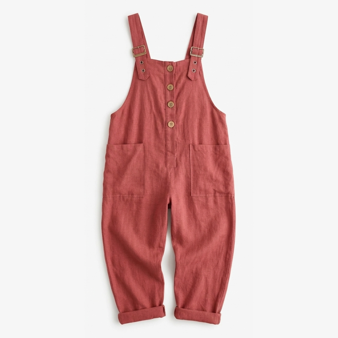 Loose Button-Front Overalls