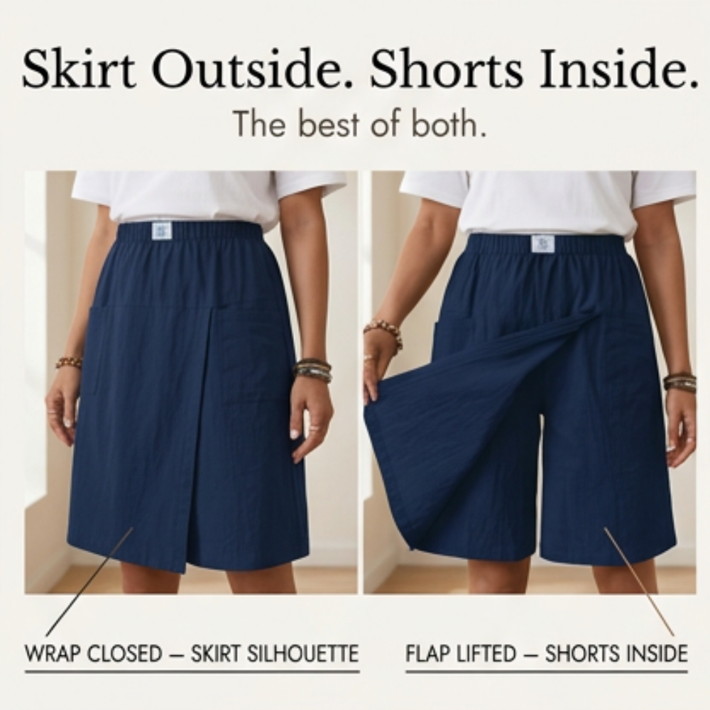 Wrap-Front Skort with Hidden Shorts
