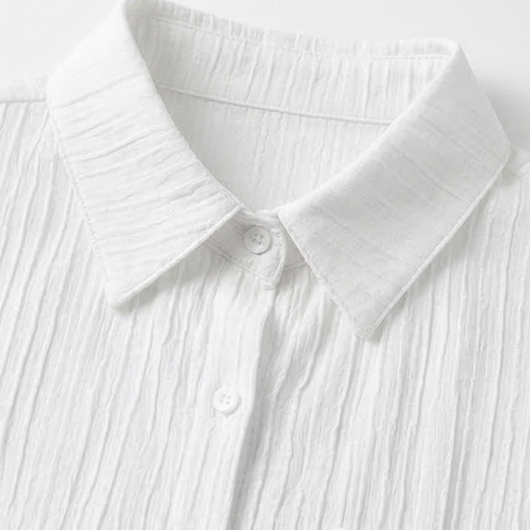 Textured Crinkle Button Down Blouse