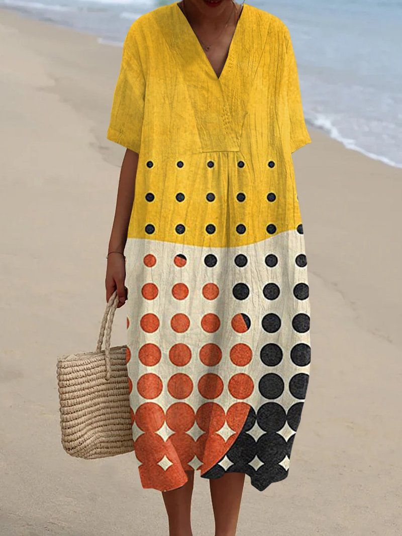 Women's Simple Color Block Art Print Dress