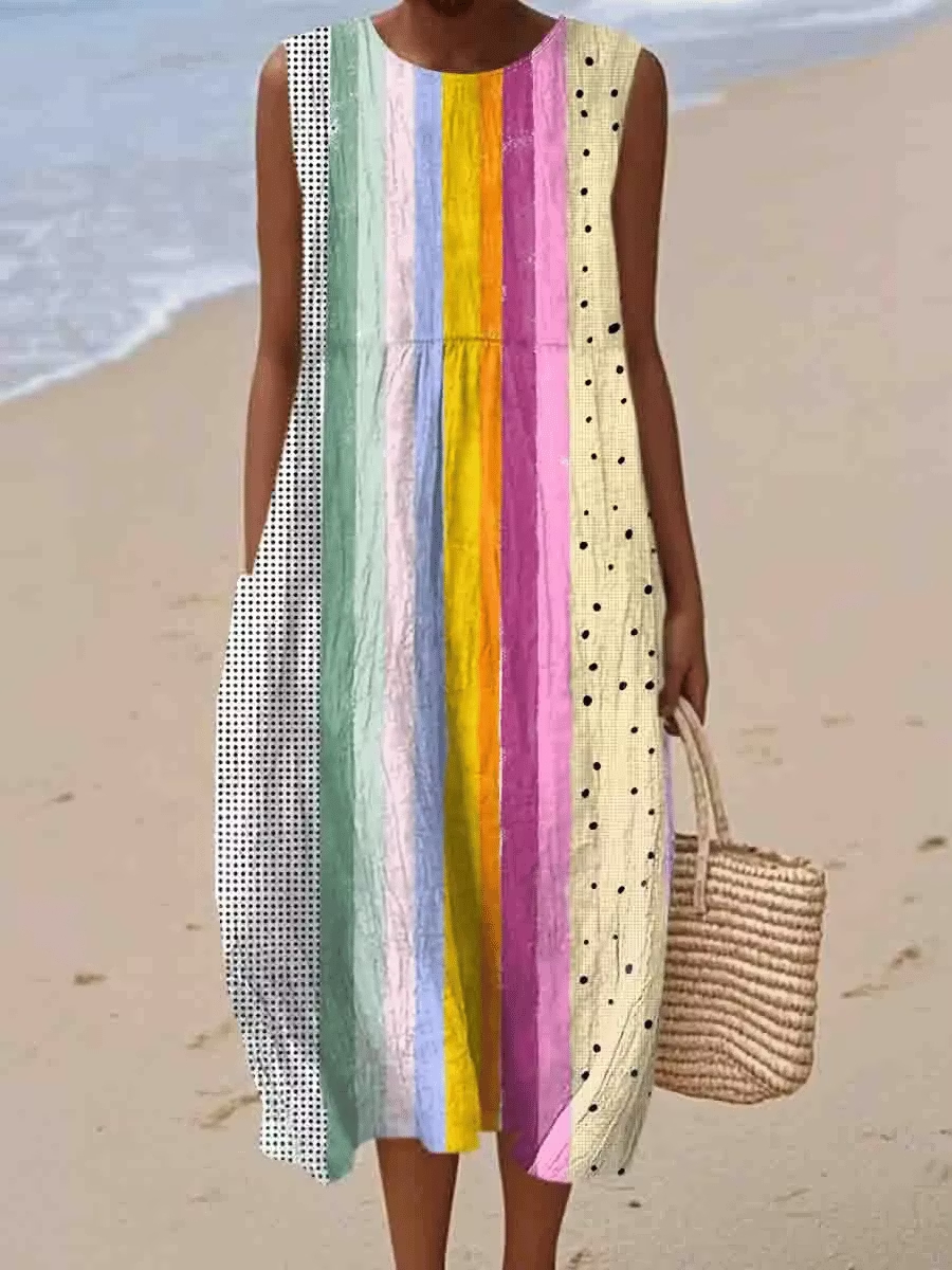 Women's Simple Color Block Art Print Dress