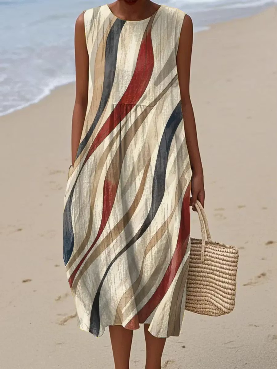Women's Simple Color Block Art Print Dress