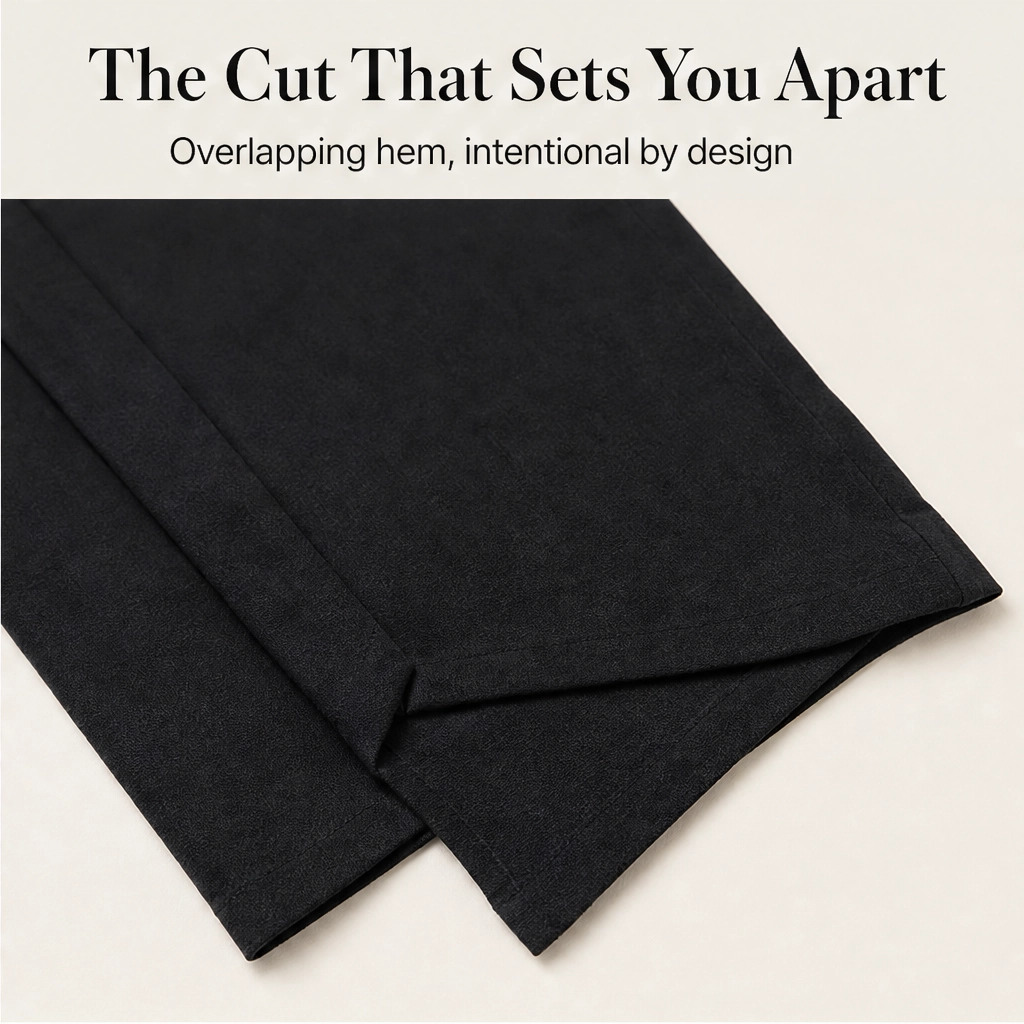 Asymmetric Cross-Hem Wide-Leg Pull-On Trousers + 50% OFF