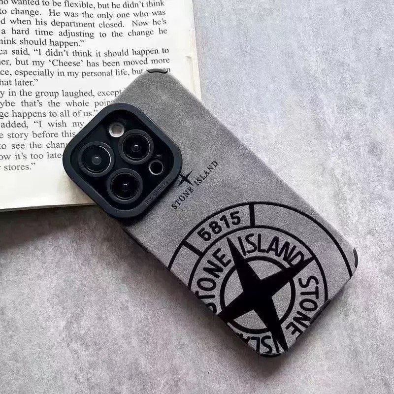 Stone island pattern fine hole imitation fur phone case suitable for iPhone 17 16 15 14 13 12 11 Pro Max Plus X XS Max anti drop phone case