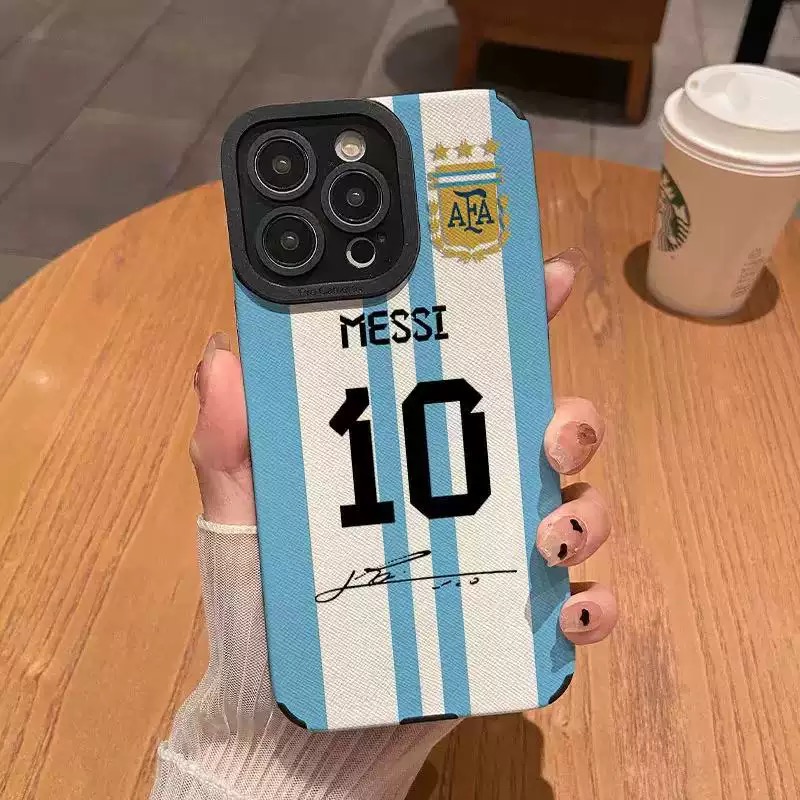 Messi pattern fine hole imitation fur phone case suitable for iPhone 17 16 15 14 13 12 11 Pro Max Plus X XS Max anti drop phone case
