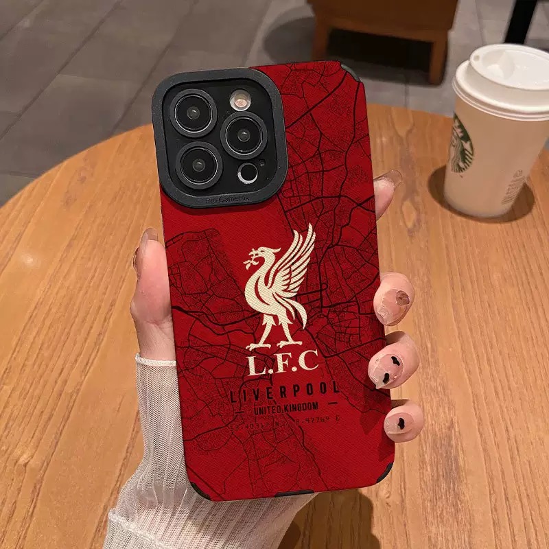 Liverpool pattern fine hole imitation fur phone case suitable for iPhone 17 16 15 14 13 12 11 Pro Max Plus X XS Max anti drop phone case