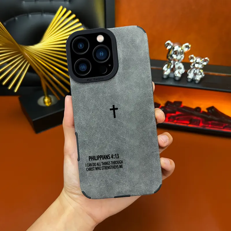 Jesus Distinct God Cross pattern phone case leather delicate skin as velvet suitable for iPhone 17 16 15 14 13 12 11 Pro Max Plus X XS MAX