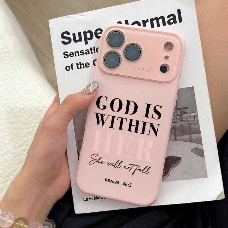 Christian "God Is Within Her" Dopamine Ins-Style Solid Color Smartphone Case, Ultra Skin-Friendly Touch Handheld Protector, All-Inclusive Lens Accessories for 12 13 14 15 16 17 Series Devices, Casing, Cellphone Christian "God Is Within Her" Dopamine Ins-Style Solid Color Smartphone Case, Ultra Skin-Friendly Touch Handheld Protector, All-Inclusive Lens Accessories for 12 13 14 15 16 17 Series Devices, Casing, Cellphone