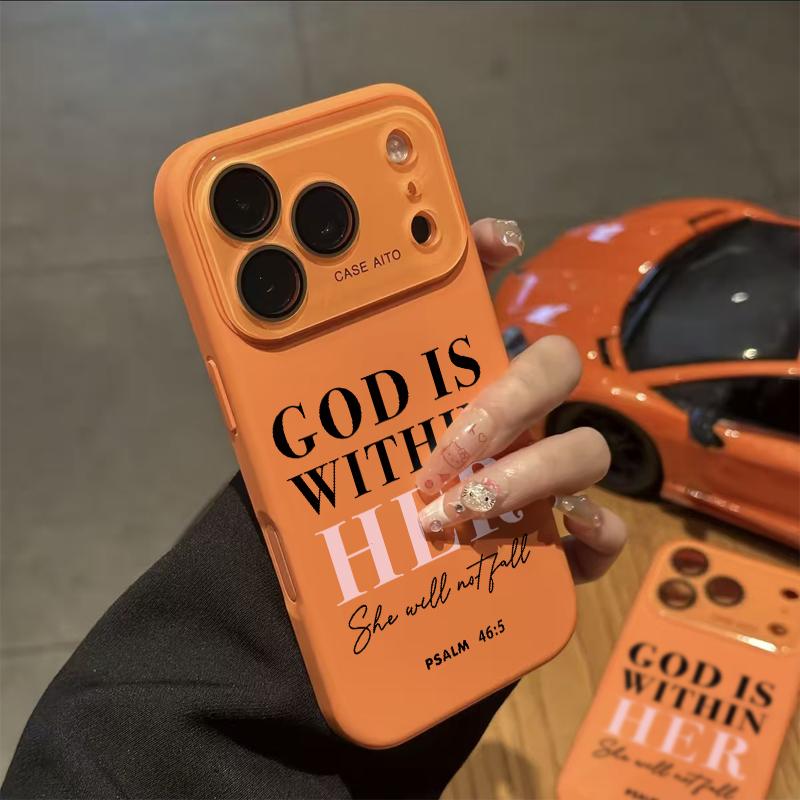 Christian "God Is Within Her" Dopamine Ins-Style Solid Color Smartphone Case, Ultra Skin-Friendly Touch Handheld Protector, All-Inclusive Lens Accessories for 12 13 14 15 16 17 Series Devices, Casing, Cellphone Christian "God Is Within Her" Dopamine Ins-Style Solid Color Smartphone Case, Ultra Skin-Friendly Touch Handheld Protector, All-Inclusive Lens Accessories for 12 13 14 15 16 17 Series Devices, Casing, Cellphone