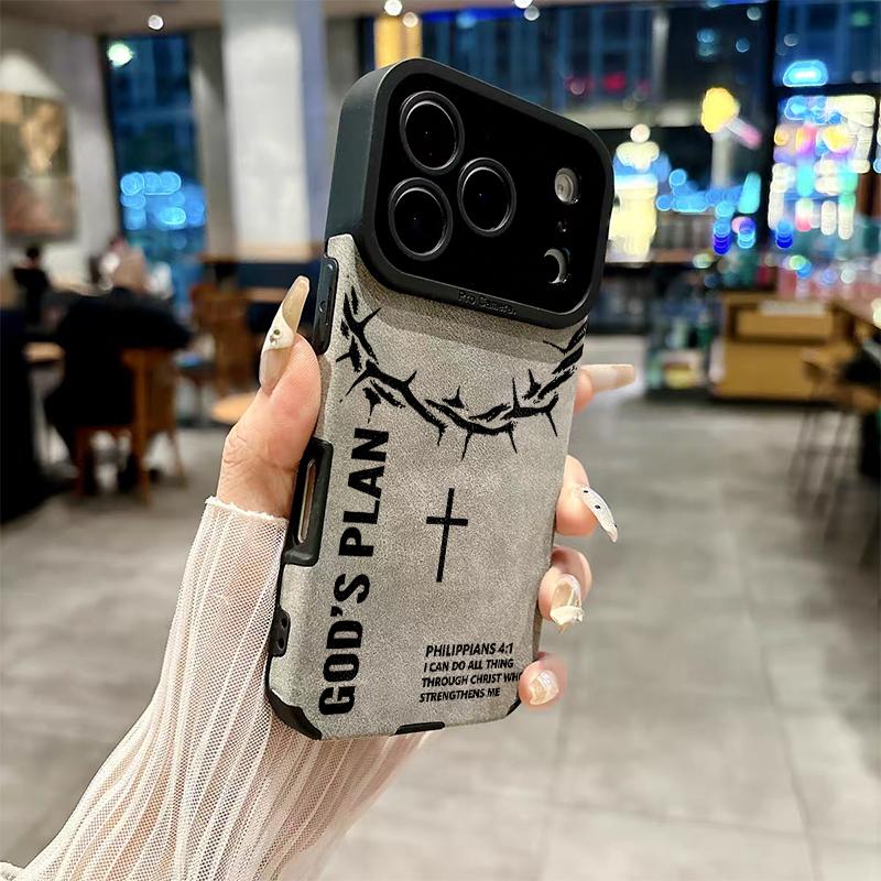 God’s Plan Crown Of Thorns Cross Phone Case Soft Touch Surface Anti‑Fingerprint Comfort Grip Protective Leather Material with Velvet-Like Delicate Skin-Friendly Touch, Compatible with iPhone 17,16,15,14,13,12,11 Pro Max Plus,X,XS MAX God’s Plan Crown Of Thorns Cross Phone Case Soft Touch Surface Anti‑Fingerprint Comfort Grip Protective Leather Material with Velvet-Like Delicate Skin-Friendly Touch, Compatible with iPhone 17,16,15,14,13,12,11 Pro Max Plus,X,XS MAX