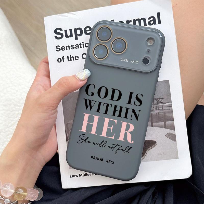 Christian "God Is Within Her" Dopamine Ins-Style Solid Color Smartphone Case, Ultra Skin-Friendly Touch Handheld Protector, All-Inclusive Lens Accessories for 12 13 14 15 16 17 Series Devices, Casing, Cellphone Christian "God Is Within Her" Dopamine Ins-Style Solid Color Smartphone Case, Ultra Skin-Friendly Touch Handheld Protector, All-Inclusive Lens Accessories for 12 13 14 15 16 17 Series Devices, Casing, Cellphone