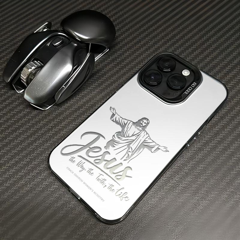 Minimalist Jesus Faith Phone Case Fashion TPU Laser Crafted Anti Drop Protective Cover Suitable for iPhone 17 16 15 14 13 12 11 and Samsung Galaxy S25 S24 S23 S22
