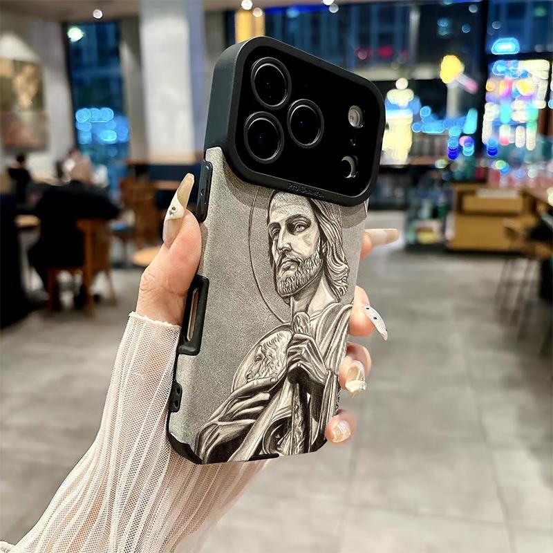 The Jesus portrait pattern phone case is made of TPU and leather with a delicate touch that is skin friendly like velvet, suitable for Apple 17 16 15 14 13 12 11 Pro Max Plus X XS Max The Jesus portrait pattern phone case is made of TPU and leather with a delicate touch that is skin friendly like velvet, suitable for Apple 17 16 15 14 13 12 11 Pro Max Plus X XS Max