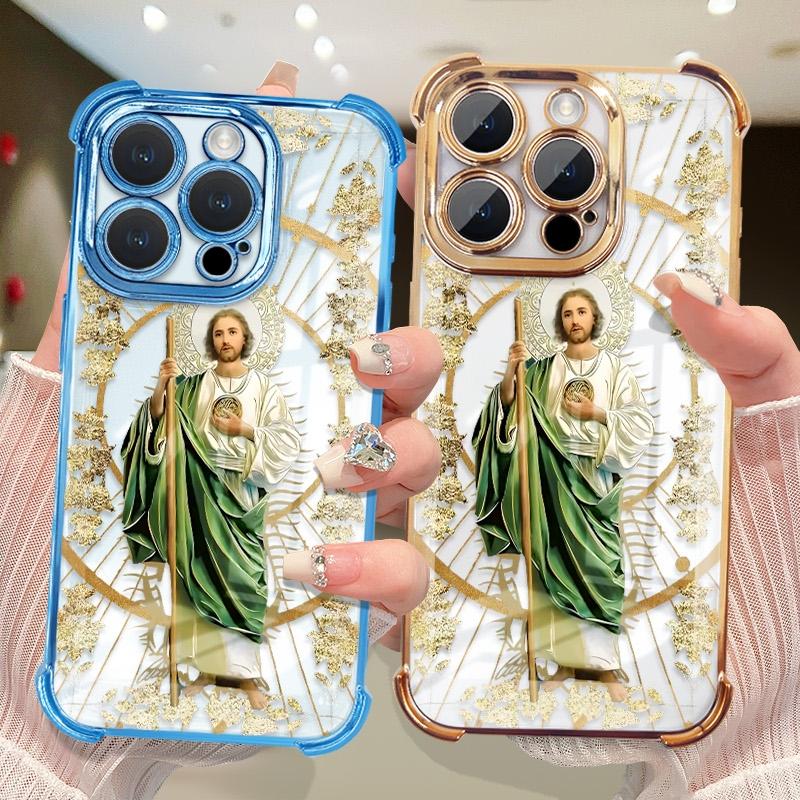 Four-corner anti-fall St. Judah pattern mobile phone case, suitable for iPhone17/16/15/14/13/12/11 X Xs pro max, anti-fall, shockproof, transparent, St. Judah mobile phone protective cover, strong mobile phone protection accessories Four-corner anti-fall St. Judah pattern mobile phone case, suitable for iPhone17/16/15/14/13/12/11 X Xs pro max, anti-fall, shockproof, transparent, St. Judah mobile phone protective cover, strong mobile phone protection accessories