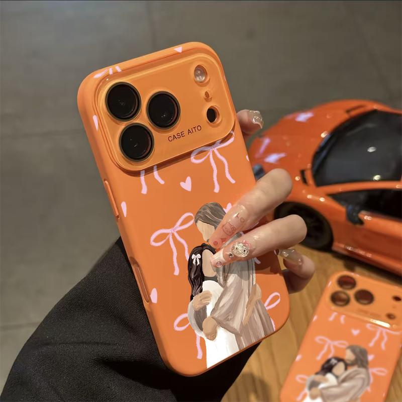 Jesus Hugging Girl Illustration Print Dopamine Ins Style Solid Color Smartphone Case, Ultra Skin-Friendly Touch, All-Inclusive Lens Protection Accessories for 17,16,15,14,13,12 Handheld Devices Jesus Hugging Girl Illustration Print Dopamine Ins Style Solid Color Smartphone Case, Ultra Skin-Friendly Touch, All-Inclusive Lens Protection Accessories for 17,16,15,14,13,12 Handheld Devices