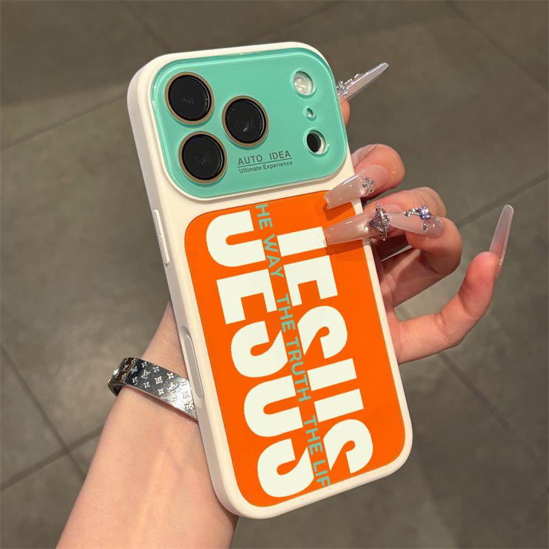 Jesus Color‑Block Slogan Phone Case Bold Contrast Color Block Pattern Transparent Crystal Material Highlights Unique Contrast Color Design With Glossy Surface Long-Lasting Color Retention For IPhone 17, 16, 15, 14, 13 Jesus Color‑Block Slogan Phone Case Bold Contrast Color Block Pattern Transparent Crystal Material Highlights Unique Contrast Color Design With Glossy Surface Long-Lasting Color Retention For IPhone 17, 16, 15, 14, 13