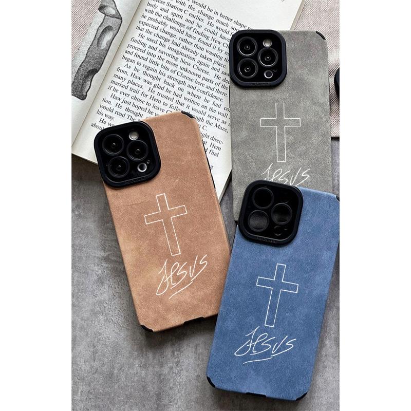 Cross & Jesus Handwritten Logo Leather Smartphone Case, Delicate Velvet-Touch Skin-Friendly Protector Accessories for 17,16,15,14,13,12,11 Pro Max, Plus,X,XS MAX Handheld Devices Cross & Jesus Handwritten Logo Leather Smartphone Case, Delicate Velvet-Touch Skin-Friendly Protector Accessories for 17,16,15,14,13,12,11 Pro Max, Plus,X,XS MAX Handheld Devices