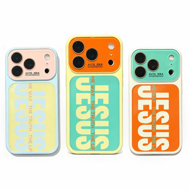 Jesus Color‑Block Slogan Phone Case Bold Contrast Color Block Pattern Transparent Crystal Material Highlights Unique Contrast Color Design With Glossy Surface Long-Lasting Color Retention For IPhone 17, 16, 15, 14, 13 Jesus Color‑Block Slogan Phone Case Bold Contrast Color Block Pattern Transparent Crystal Material Highlights Unique Contrast Color Design With Glossy Surface Long-Lasting Color Retention For IPhone 17, 16, 15, 14, 13